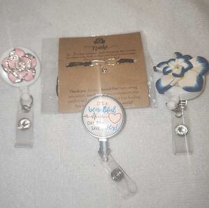 Nurse stethescope bracelet and badge reel, set of 3 reels, 1 bracelet